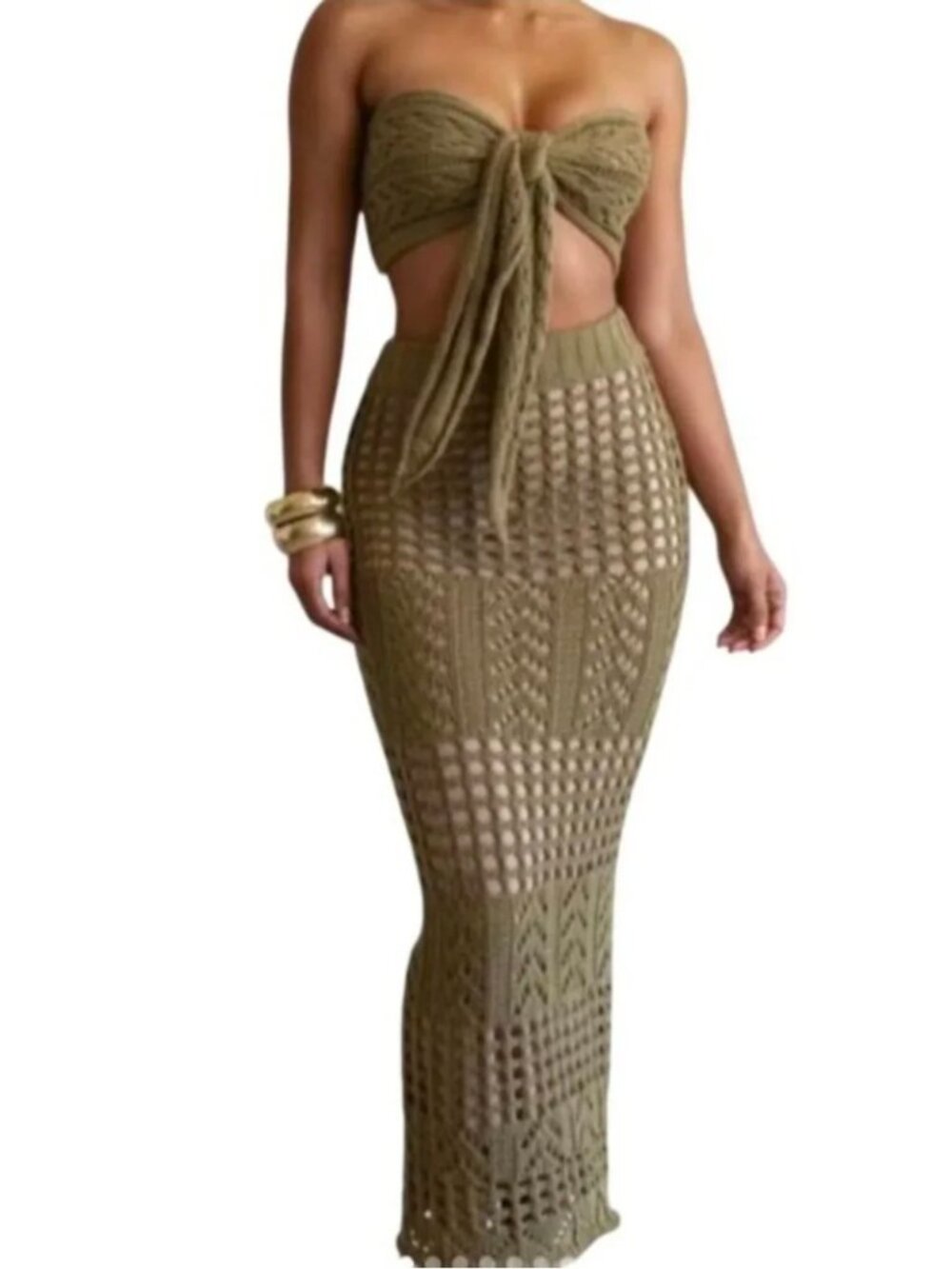 NWT JLUXLABEL Caribbean Skies Crochet Skirt Set (XL)